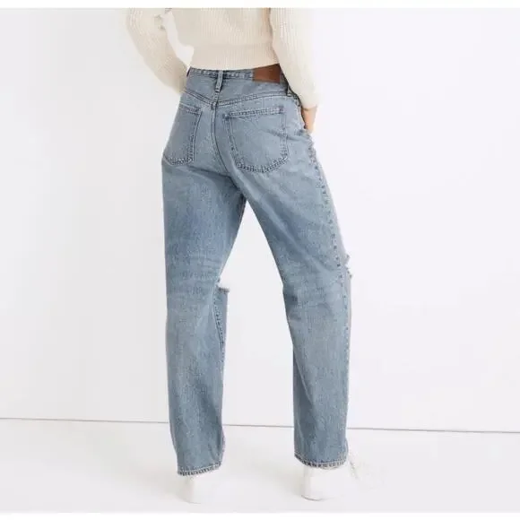 Madewell Women’s The Dad Jean High Rise Distressed Size 26 Light Wash - Picture 6 of 14